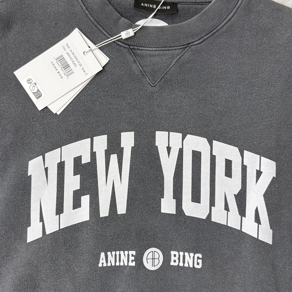 Anine Bing Ramona Sweatshirt in Washed Black SMALL - Picture 6 of 9